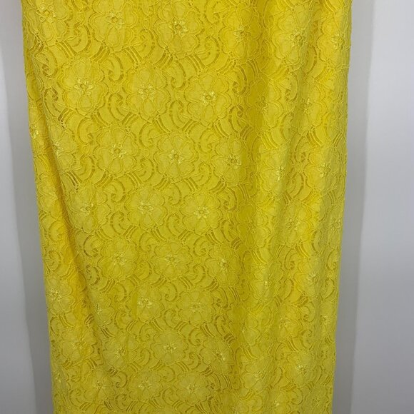 Revolve NSR Dress Midi Yellow Lace Floral Twist Front Sleeveless - Picture 12 of 16